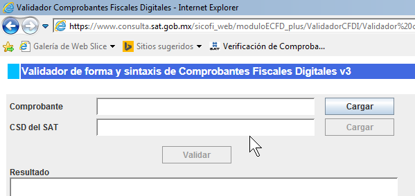 Validador Comprobantes Fiscales Digitales - Internet Explorer