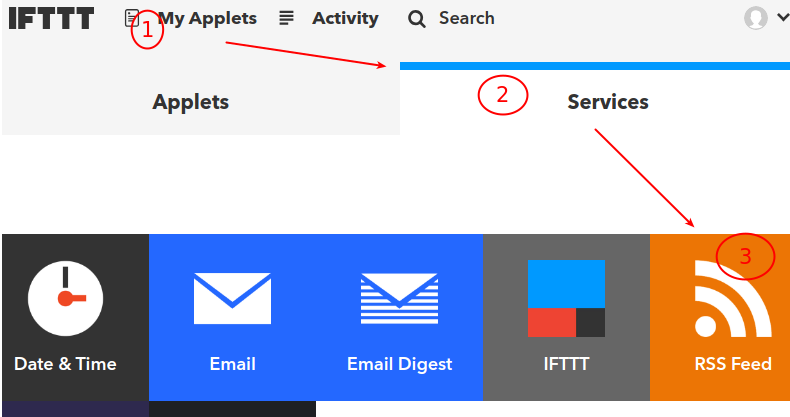 IFTTT seleccionar RSS Feed